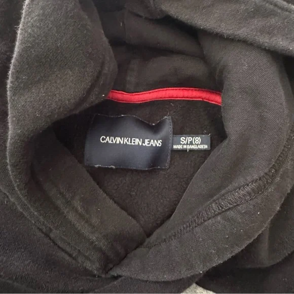 Calvin Klein Big Logo Pullover Hoodie And Joggers Set Kids 8 Black Red Gray - Picture 4 of 4